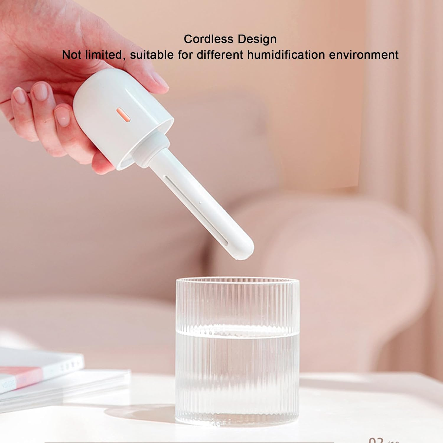 Mini Portable Humidifier, USB Rechargeable Small Humidifier 100Ml Cool Mist Humidifier, Quiet Humidifier Wand, Travel Personal Humidifier, Small Air Humidifier for Office,