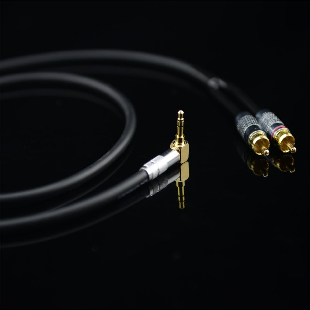 Primeda Audiophile Audio Cable Stereo 3.5Mm Male to 2 RCA Male Hi Fi for Mp3,Cd,Speakers,Home Theater,Hdtv (Right Angle 3.5Mm (3 Feet)) image number 4
