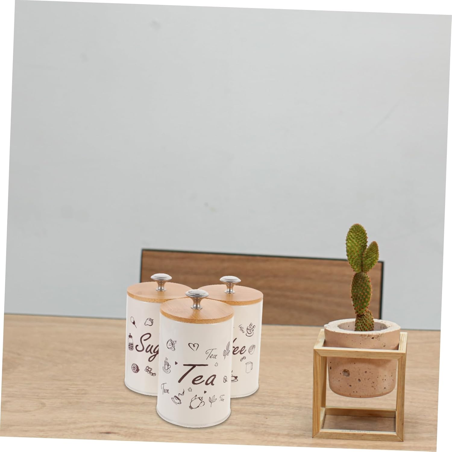 LABRIMP 3Pcs Vintage Kitchen Storage Jars Airtight Coffee Tea and Sugar Canisters with Lids Decorative Dry Food Containers for Home Organization image number 4