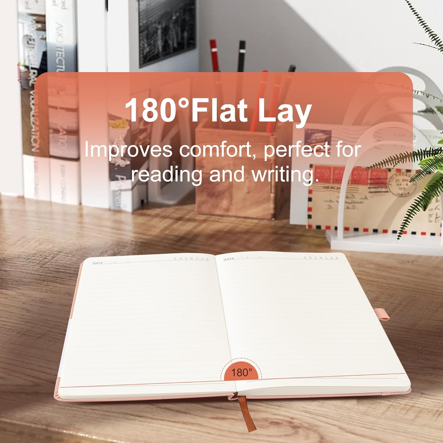 JUNART A5 Lined Journal Notebooks for Women & Men with 192 Pages, Leather Hardcover Notebook for Personal Writing Study Office Travel Recording or Gifts(Dark Blue)