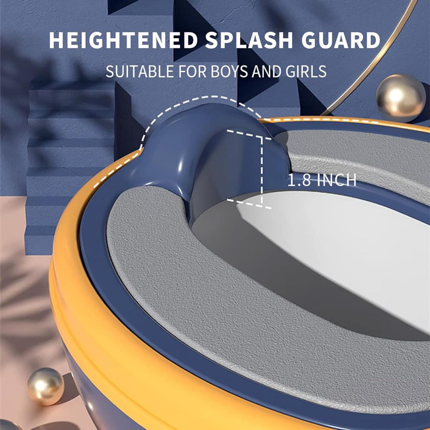 Uandhome Potty Training Toilet, Realistic Potty Training Seat with Toilet Brush, Toddler Potty Chair with Soft Seat, Toilet Tissue Dispenser and Splash Guard, Non-Slip for Toddler& Baby& Girls (Blue) - &middot; image number 3