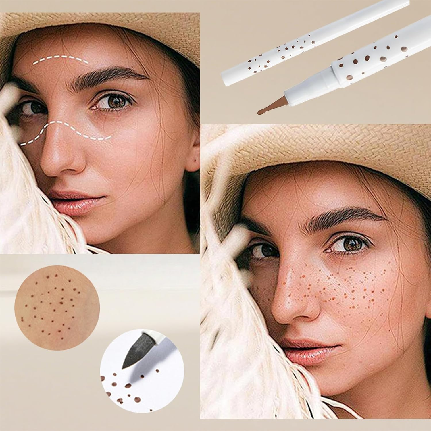 Jeyzuroa 3 Color Freckle Pen - Waterproof & Long-Lasting Freckle Makeup Pen, Quick-Dry Small Spot Face Natural-Look (Dark Brown/Light Brown/Grey) - Upgrade Design image number 1