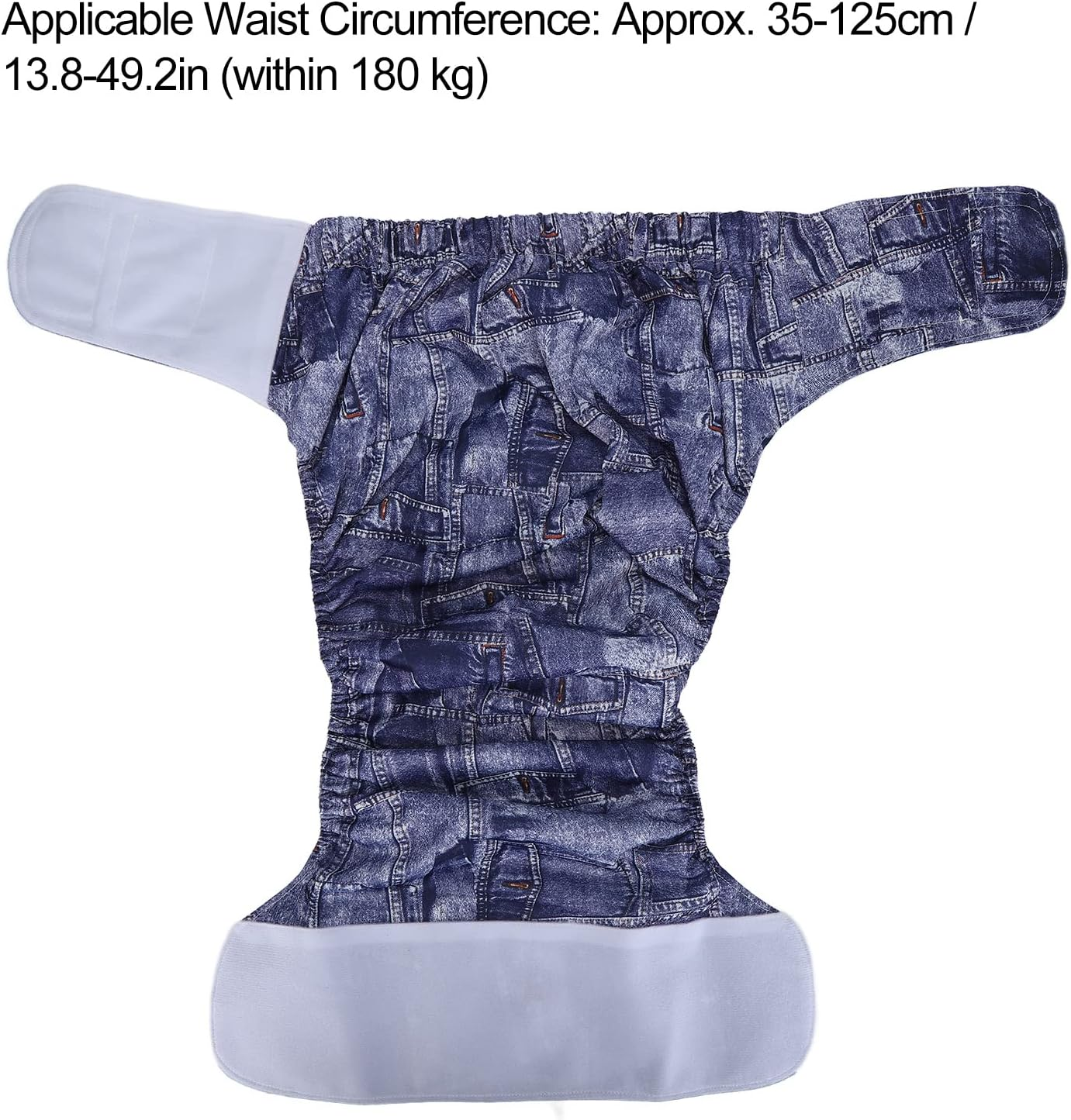 Reusable Adult Cloth Diaper Waterproof Incontinence Nappies with Hook Loop Fasteners High Absorption TPU Film for Senior Care image number 3