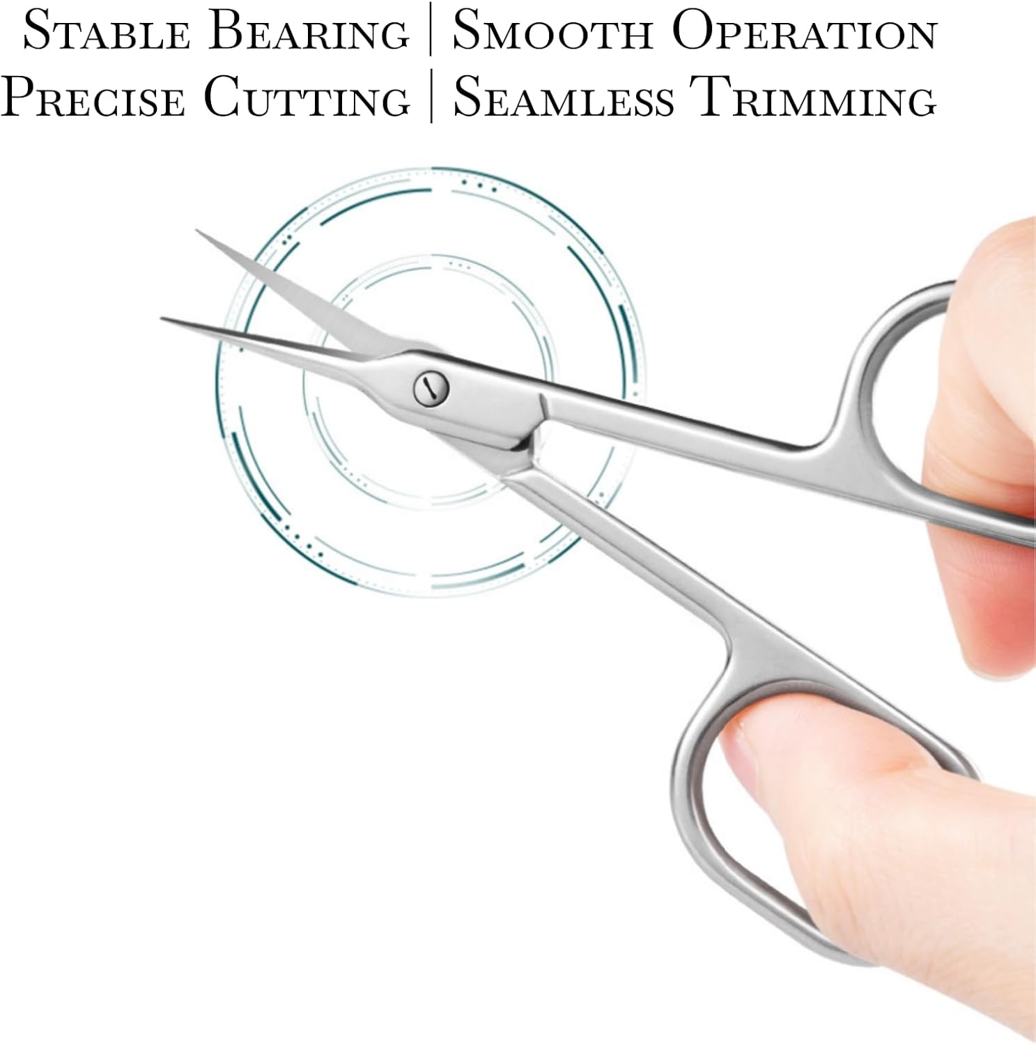 Suytvenxau Premium Manicure Scissors, Stainless Steel Cuticle Scissors & Eyebrow Scissors with Double-Sharpened Curved Blade, Multi-Purpose Eyebrow Kit for Nails, Eyelashes, Dry Skin, 3.76In (9.55Cm)