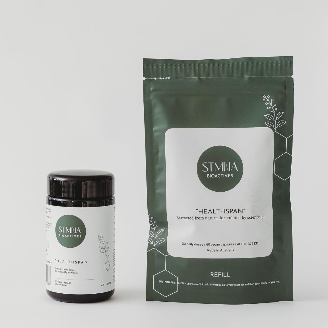 Healthspan Supplement for Longevity (Refill Pouch) - Turmeric, Resveratrol, Ashwagandha | Natural Anti-Inflammatory, Antioxidant & Adaptogen | Cellular & Skin Health - STMNA Bioactives image number 5