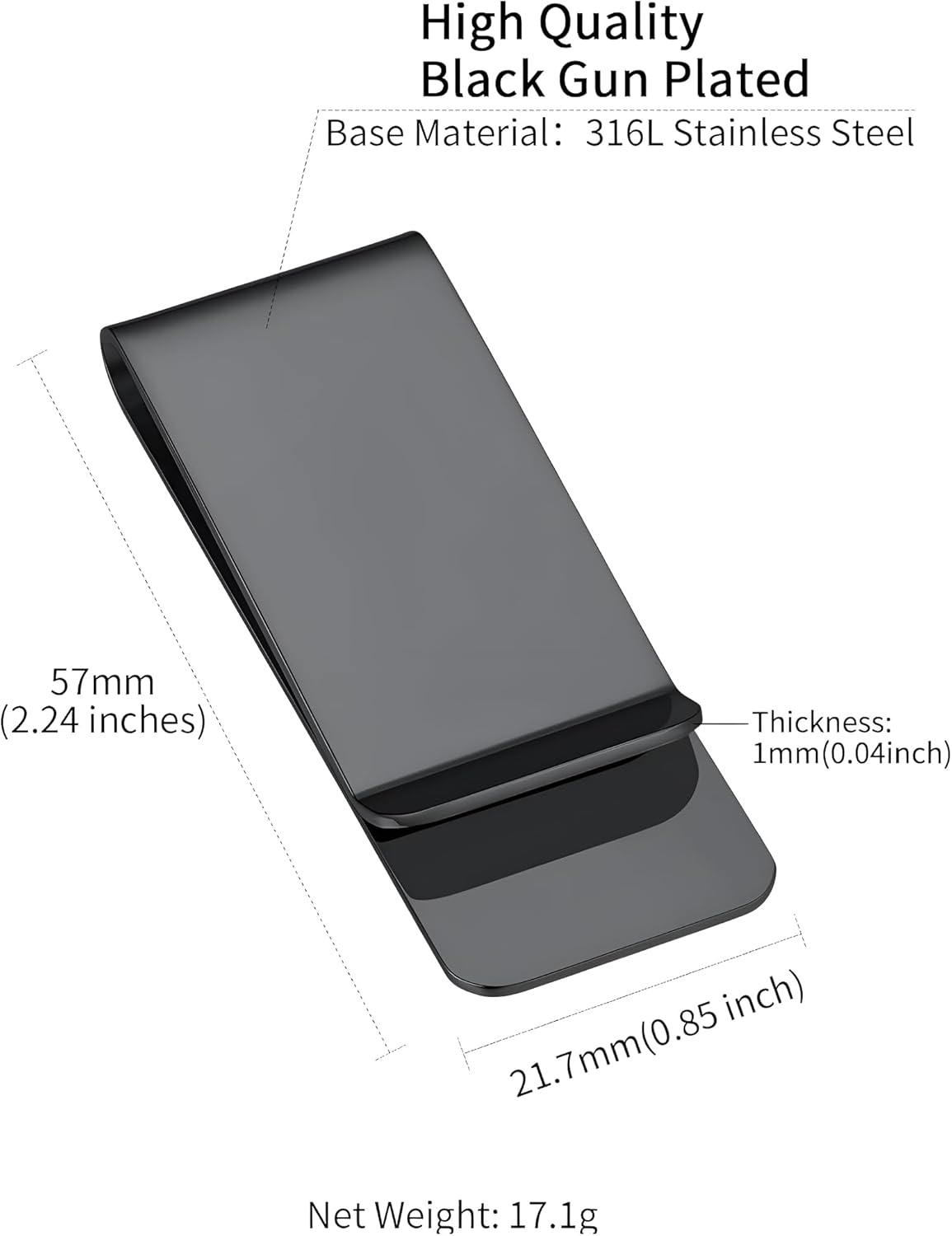 2PCS Stainless Steel Money Clip Silver Slim Cash Clip for Men, Credit Card Holder Metal Money Clips Minimalist Pocket Cash Wallet