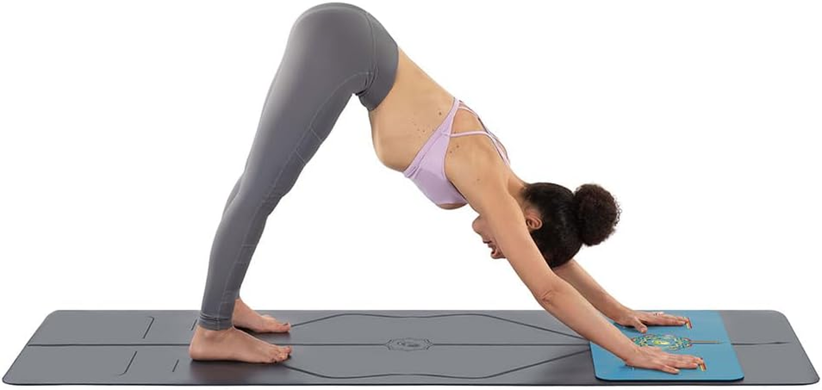 Liforme Yoga Pad - Free Yoga Bag Included - Patented Alignment System, Warrior-Like Grip, Non-Slip, Eco-Friendly and Biodegradable, 4.2Mm Thick Pad for Knee, Elbow and Hand Support during Yoga - Blue image number 6