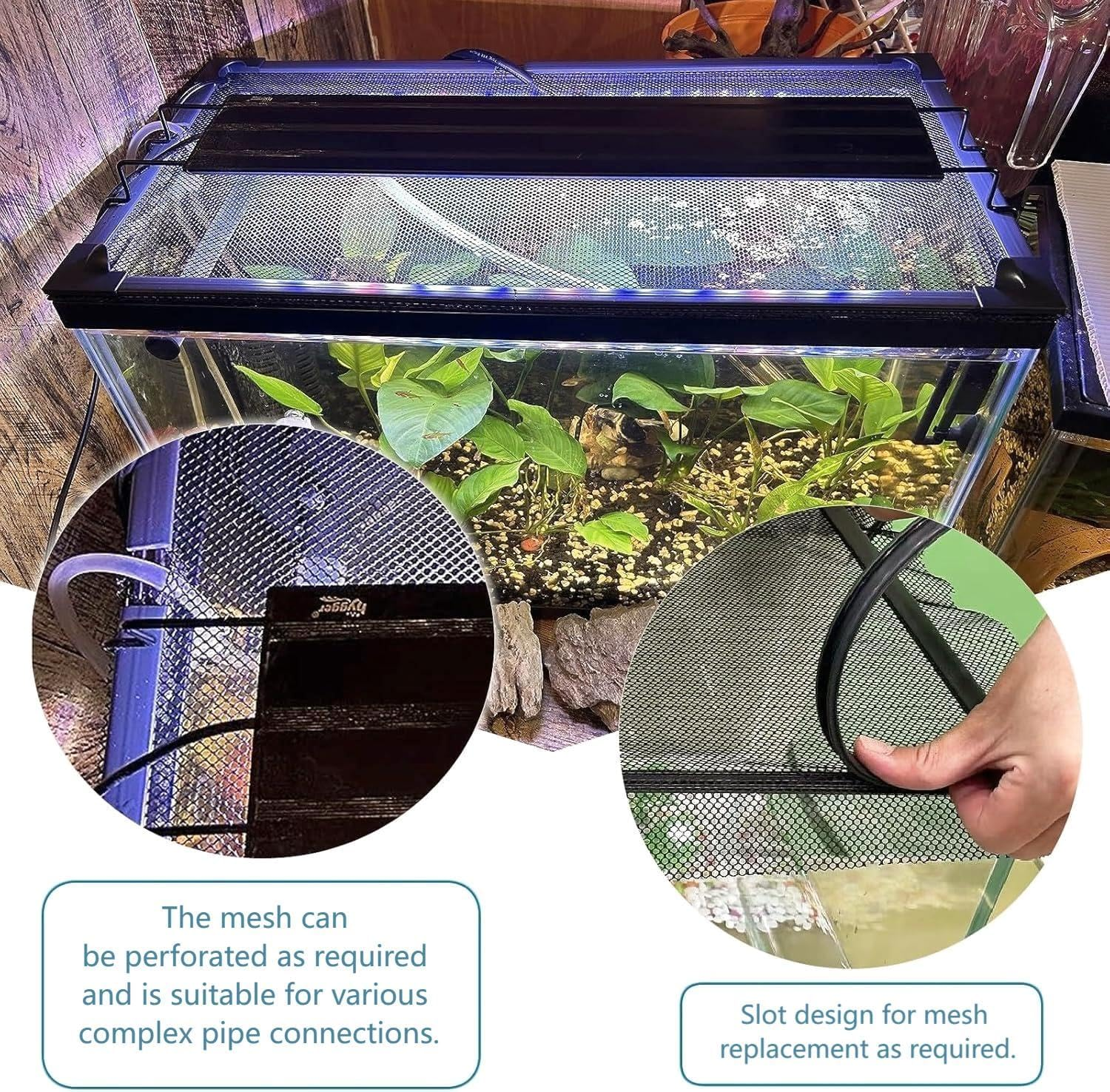 DIY Magnetic Fish Tank Lid Cover Protective Net 94X46Cm Keep Fish from Jumping Out Prevent Fish, Reptiles, Turtles, Etc., from Escaping&hellip; image number 4