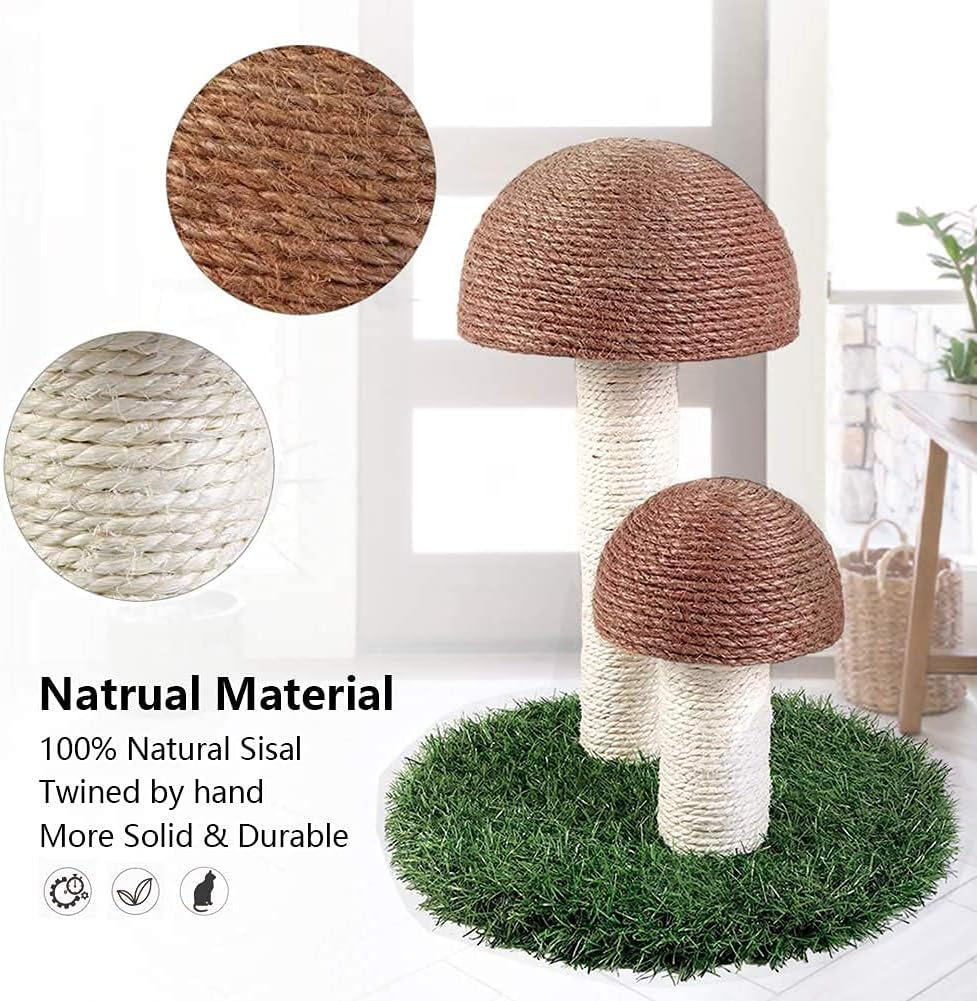 Cat Tree Tower, Mushroom Cat Scratching Post Kittens Furniture Climber Cat Activity Centres with Sisal Scratching Posts for Kittens Playing, Relaxing, Sleeping, Brown, OPPT01/159/2076