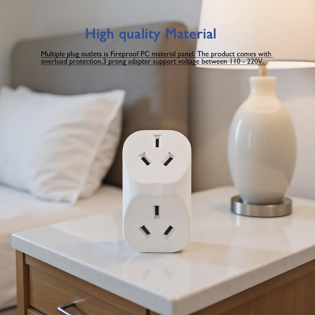 2 Pack Outlet Extender, Double Power Plug, Double Adapter, 1-To-2 Socket Extender, Multi Plug, Cruise Essentials for Home, Hotel, Bedroom