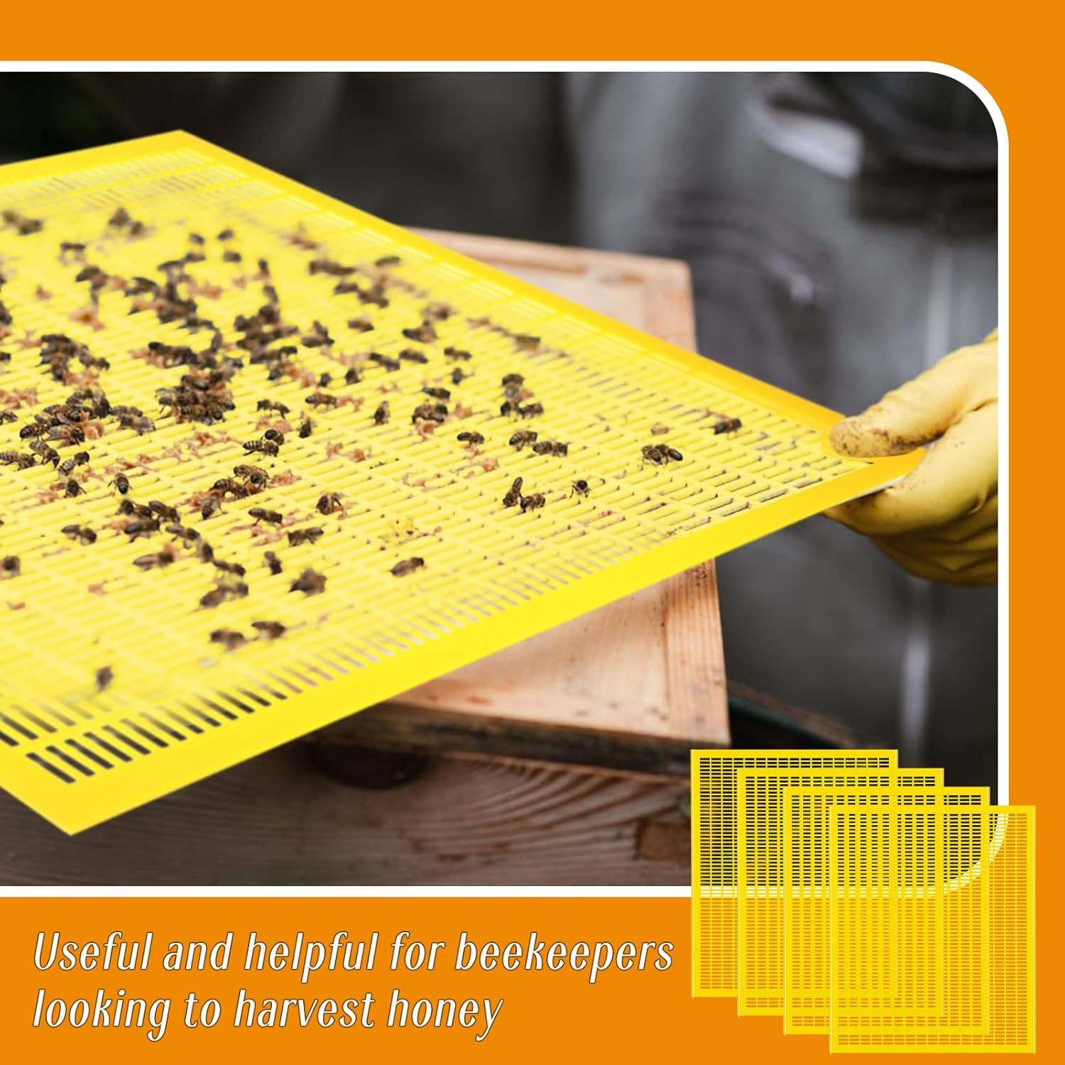 Rtteri 10 Pcs 8 Frame Plastic Queen Excluder Queen Bee Excluder for Bee Hive Beekeeping, Separating Queen Bees from Honey, Beekeepers Looking to Harvest Honey (Yellow,8 Frame) image number 2