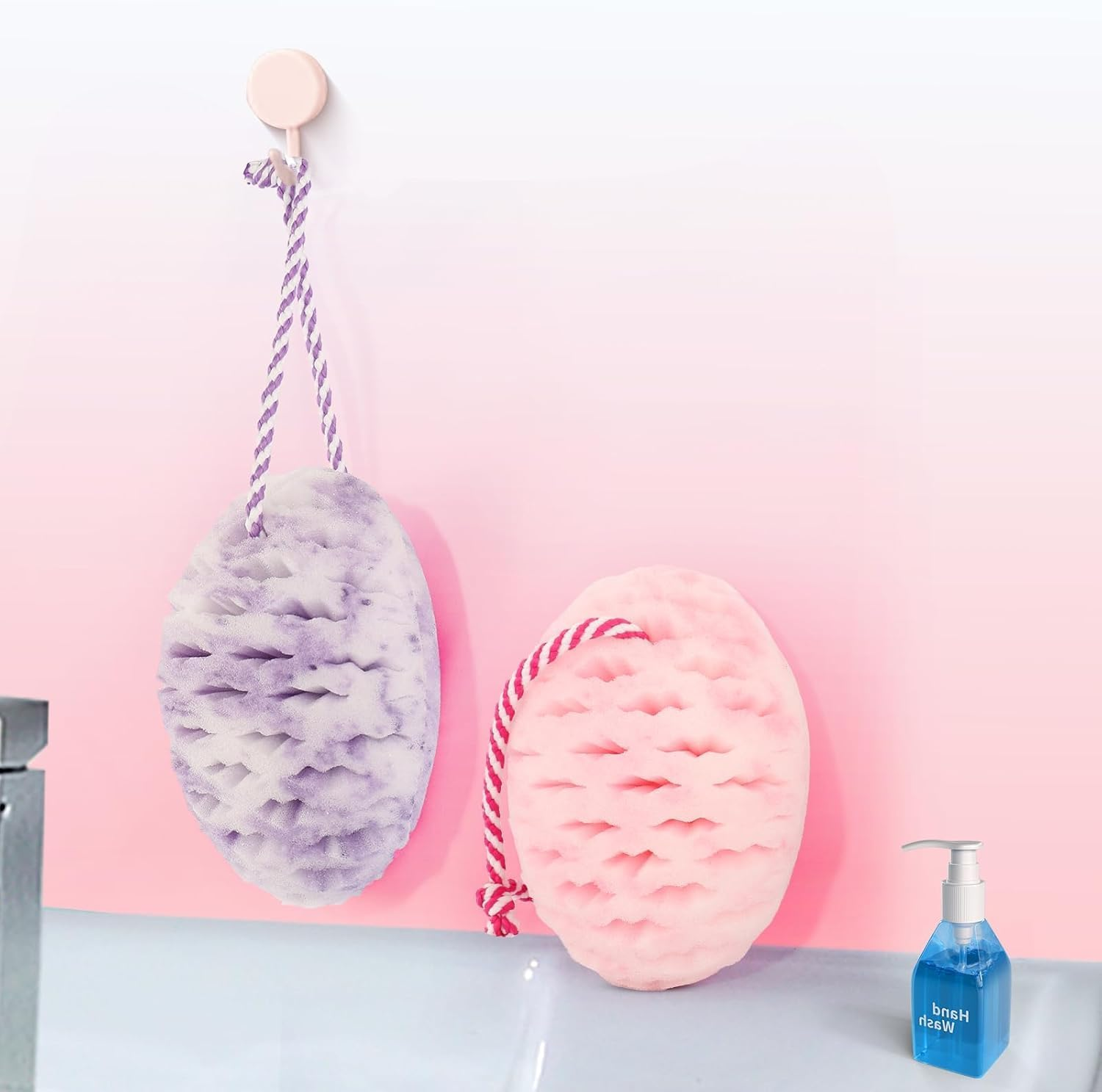 Bath Sponge for Kids Cute Loofah Sponge Reusable Body Sponge Exfoliating Bath Sponges for Women Children Soft Washing Shower Scrubber 2 Pcs