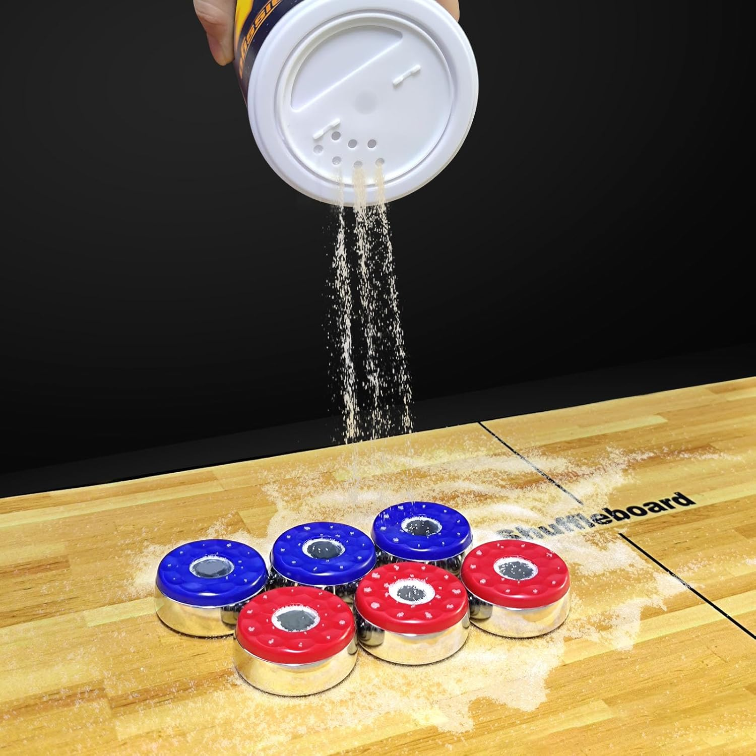 Shuffleboard Sand Wax Shuffleboard Powder Set with Mini Dustpan & Broom，2 Cans(2&times;14 Oz) image number 6