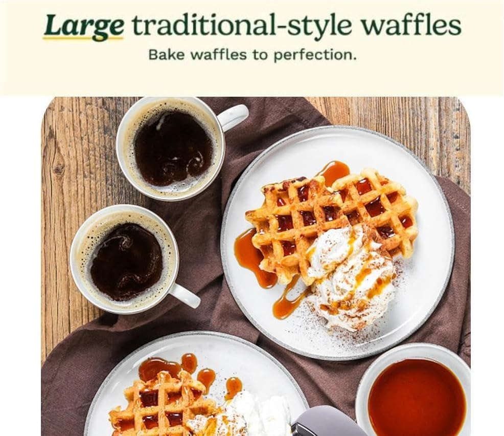 Electric Classic round Belgian Waffle Maker, Non-Stick Surface, 4-Section Grid image number 1