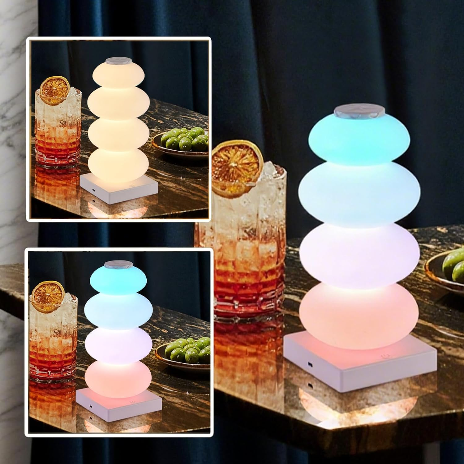 JIGNAY Gourd-Shaped Ambiance Table Lamp, RGB Dream Color Bedside Lamp, 2000Mah Touch Control Lamp with 6 Lighting Modes, Ambiance Light for Living Rooms, Bedrooms, Playrooms and Children'S Rooms.