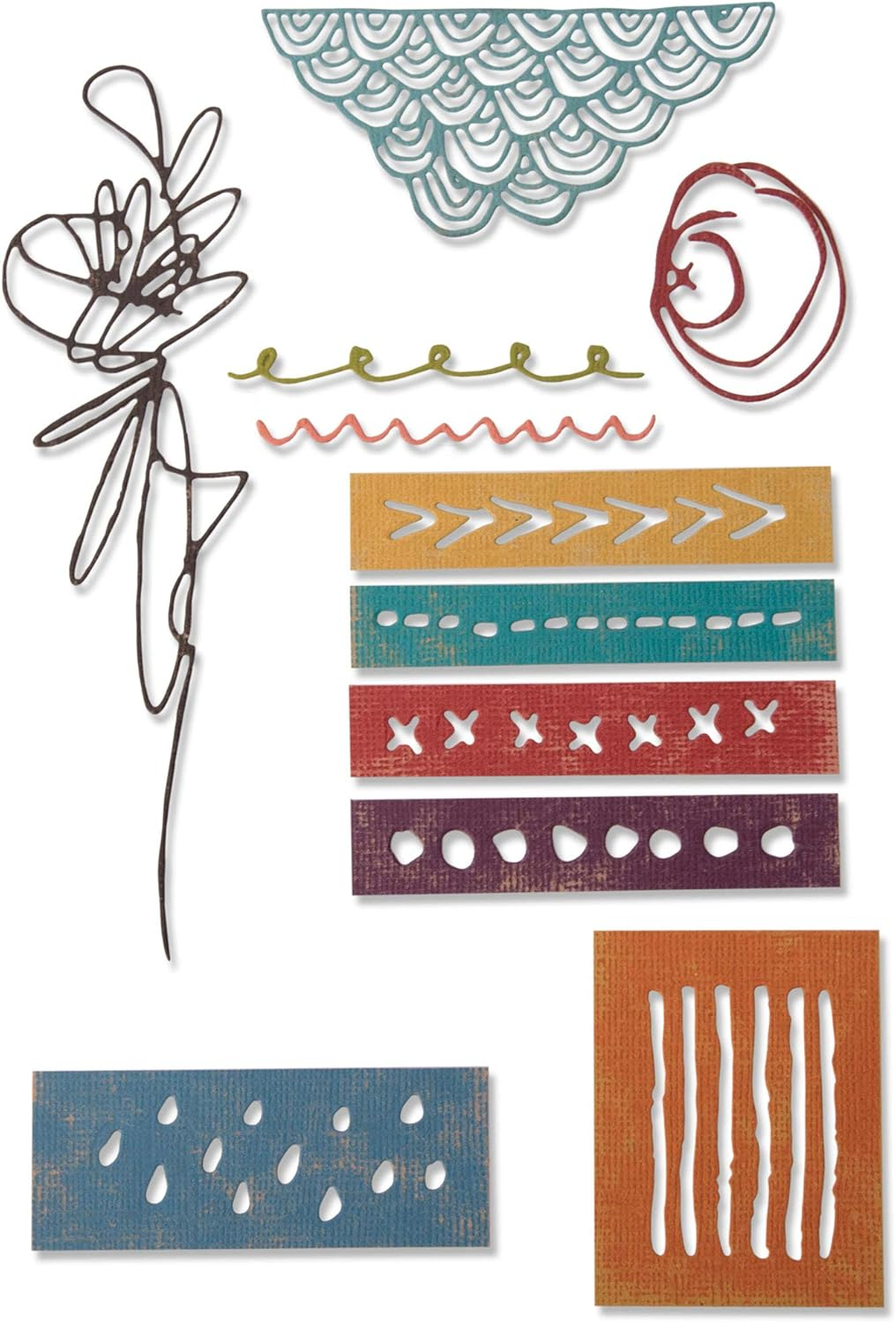Sizzix Thinlits Die Set 11 Pack 664436, Media Marks by Tim Holtz, Paper, Multicolour, One Size image number 1