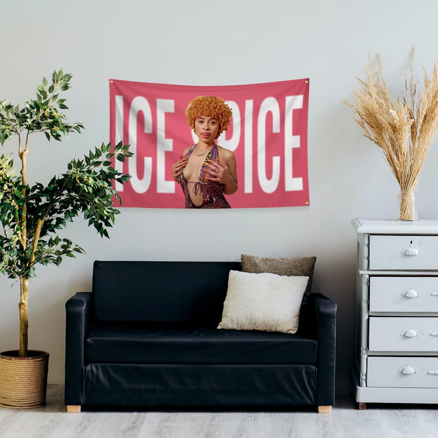 Ice Spice Flag Tapestry Funny Tapestries for College Dorm Decor Bedroom Livingroom Dormitory Wall Hanging with 4 Bass Gromments 3X5 Feet (Colour2)