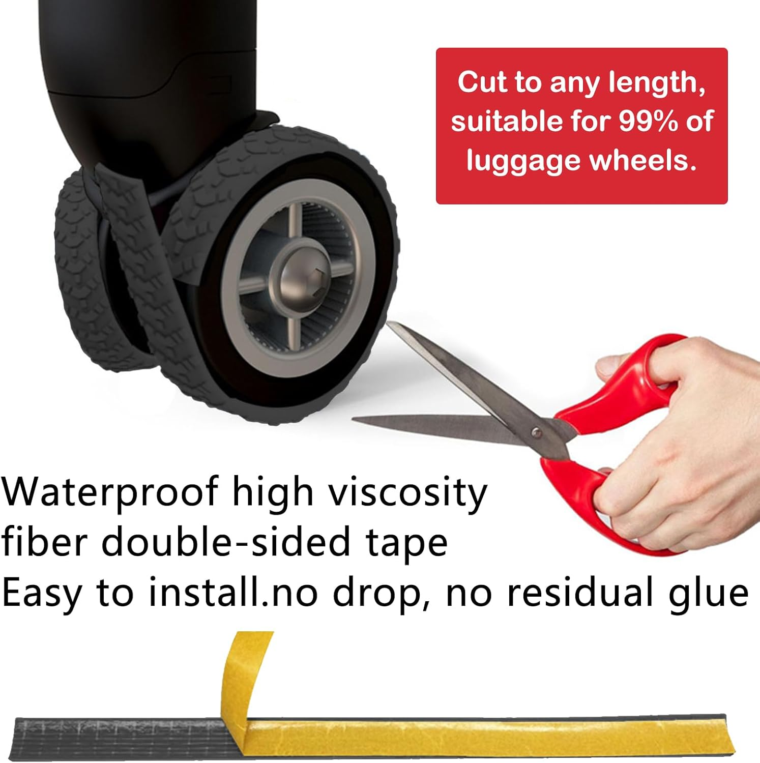 ACTIMED 8Pcs Silicone Luggage Wheel Covers - Silent Protection Suitcase Wheel Protector Covers (Black), Black, L, Scriptures image number 5