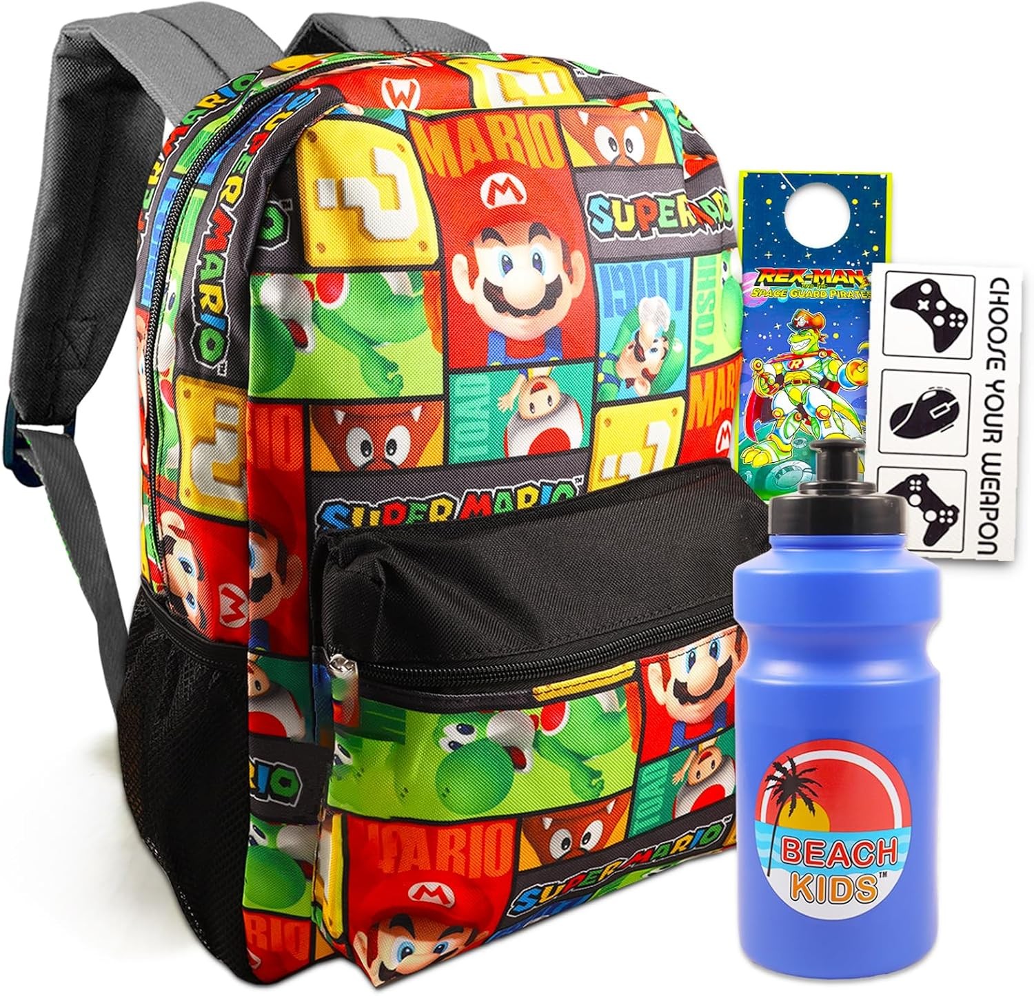 Super Mario Backpack for Boys - Mario School Supplies Bundle with 16" Backpack plus Water Bottle, and More Backpack, Toad Backpack Mario, Mario Backpack for Boys, Mario Backpack for Toddlers, Luigi image number 4