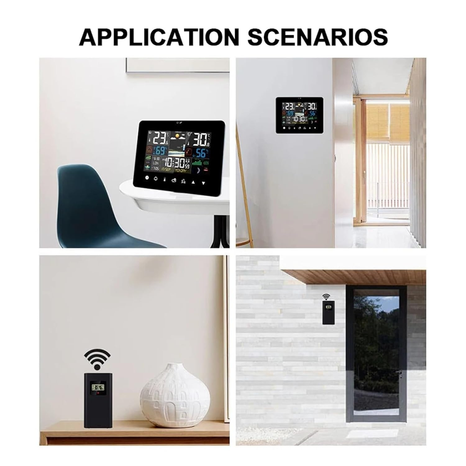 Touch Color Screen Weather Station Alarm Clock Sunrise and Sunset Time Thermometer Hygrometer with Wireless Outdoor Sensor image number 6