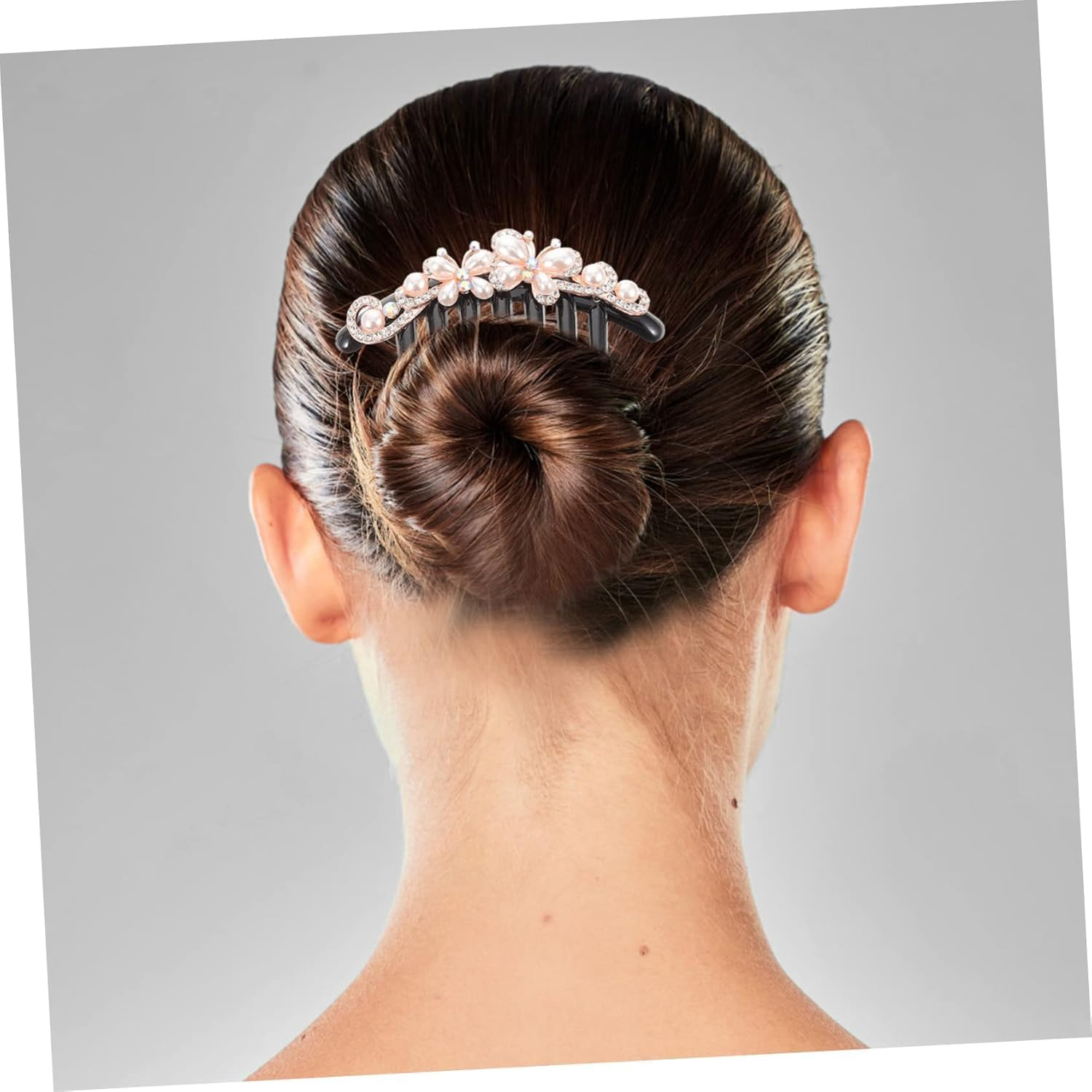 7 Teeth Pearl Crystal Rhinestone Floral Hair Side Comb, 2Pcs 7 Teeth Hair Side Combs Crystal Vintage Headpieces Hair Tools Pins for Women image number 5