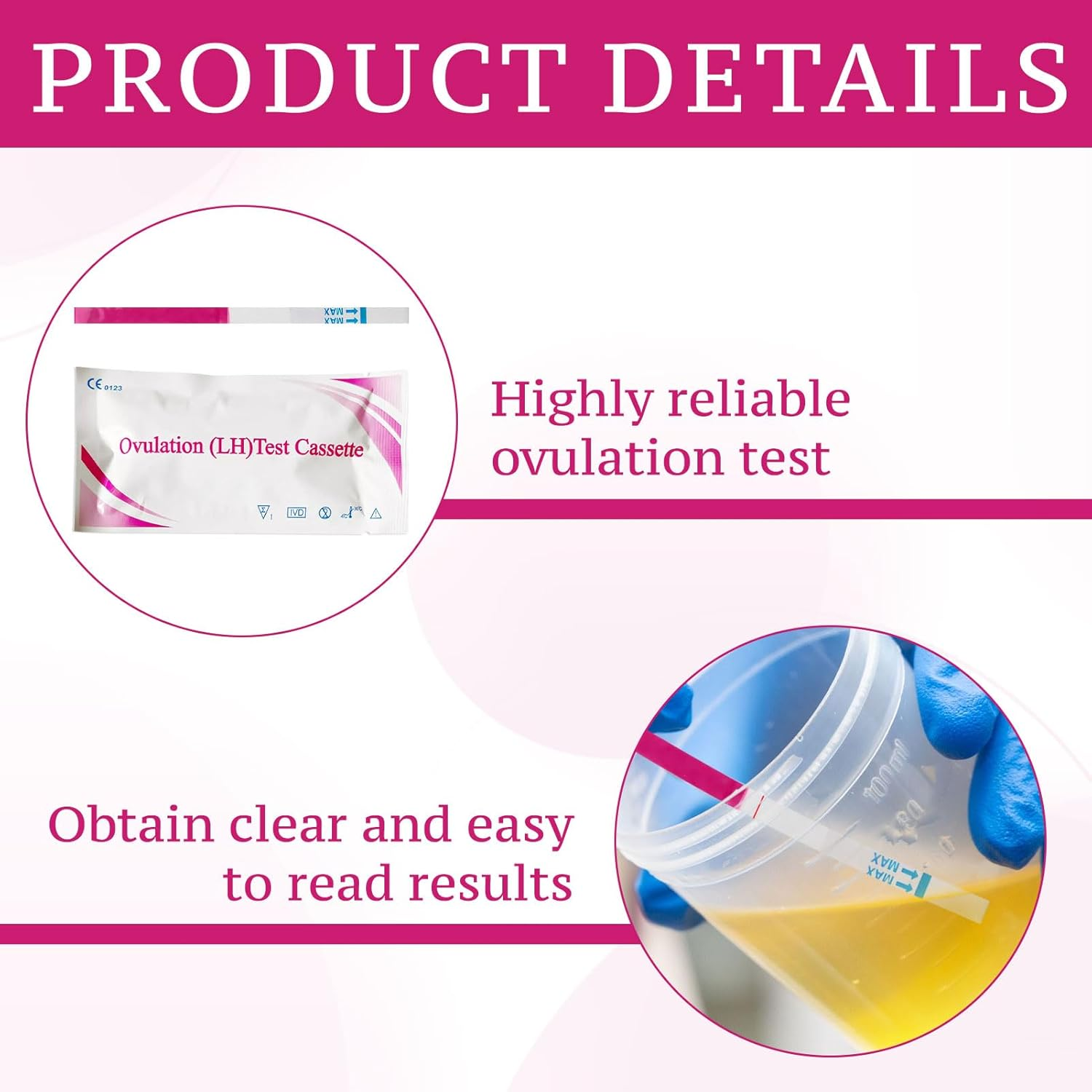 Ovulation Test, 50 Pcs Ovulation Test Strips Kit, Ovulation Tests for Women Home Testing, Accurately and High Sensitivity Result Ovulation Test Kit, Easy at Home Ovulation Strips Tracker Predictor image number 3