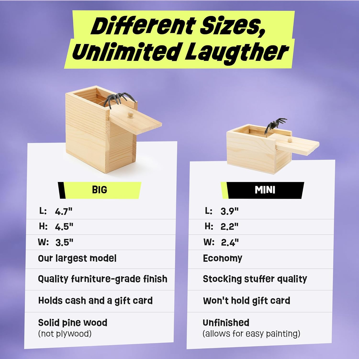 Funfamz the Original Spider Prank Box- Funny Wooden Box Toy Prank, Hilarious Money Gift Box Surprise Toy and Gag Gift Practical Joke image number 6