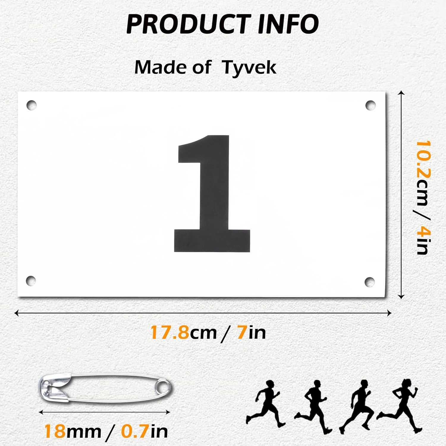 TRIWONDER Tyvek Race Bibs Running Numbers with Safety Pins, Large Numbers 1-500 for Marathon Runners Events Sports Games image number 4