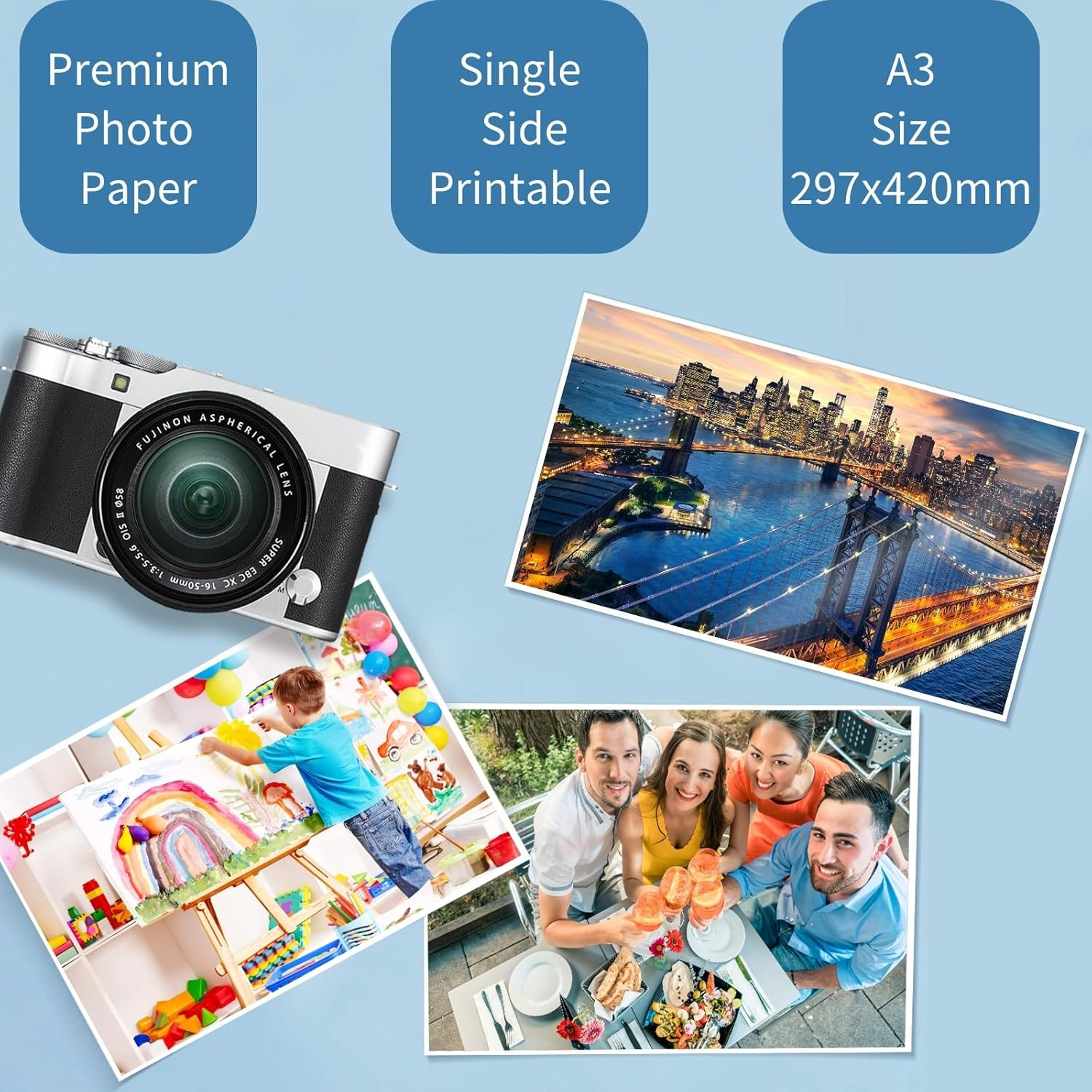 INKUWAY A3+ 180Gsm Photo Paper Glossy Inkjet 60Sheets 13X19 Inches 48Lb Printer Gloss A3 plus for Photos Printing Ink Jet image number 6