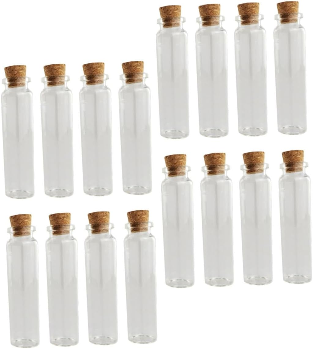 Amosfun 24Pcs 18Ml Glass Drifting Bottles Cork Stoppers Small Storage Craft Wish Bottles for Keepsake Hair and Baby Tooth Collection Souvenir image number 4