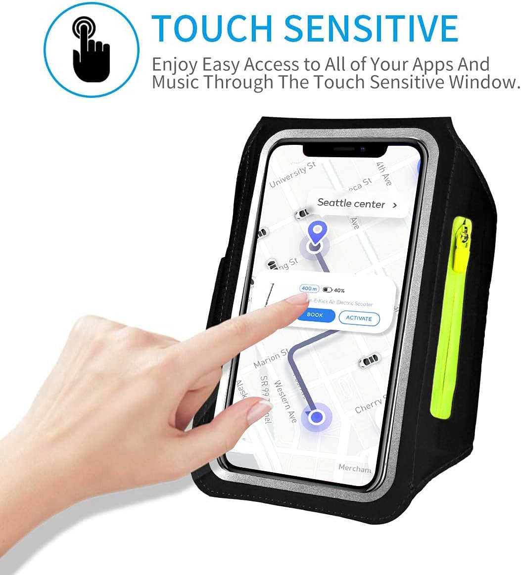 HAISSKY Sports Armband with Headphones Bag Sports Armband Mobile Phone Case Sport for Iphone 16 Pro Max/15 Pro/14/13 Pro/12 Plus, Huawei P70 Pro/P60 Pro/Mate 60 Xiaomi, Galaxy Mobile Phone Case - Green(Up To 6.7") image number 4