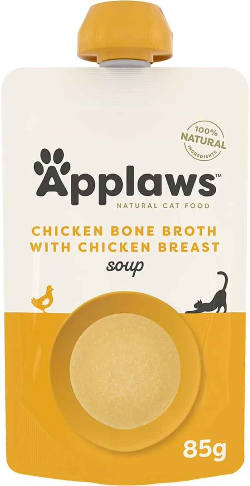 Applaws 100% Natural Wet Cat Treat Chicken Bone Broth with Chicken Breast Soup, Limited Ingredients Pet Food 80G (Pack of 6) image number 3