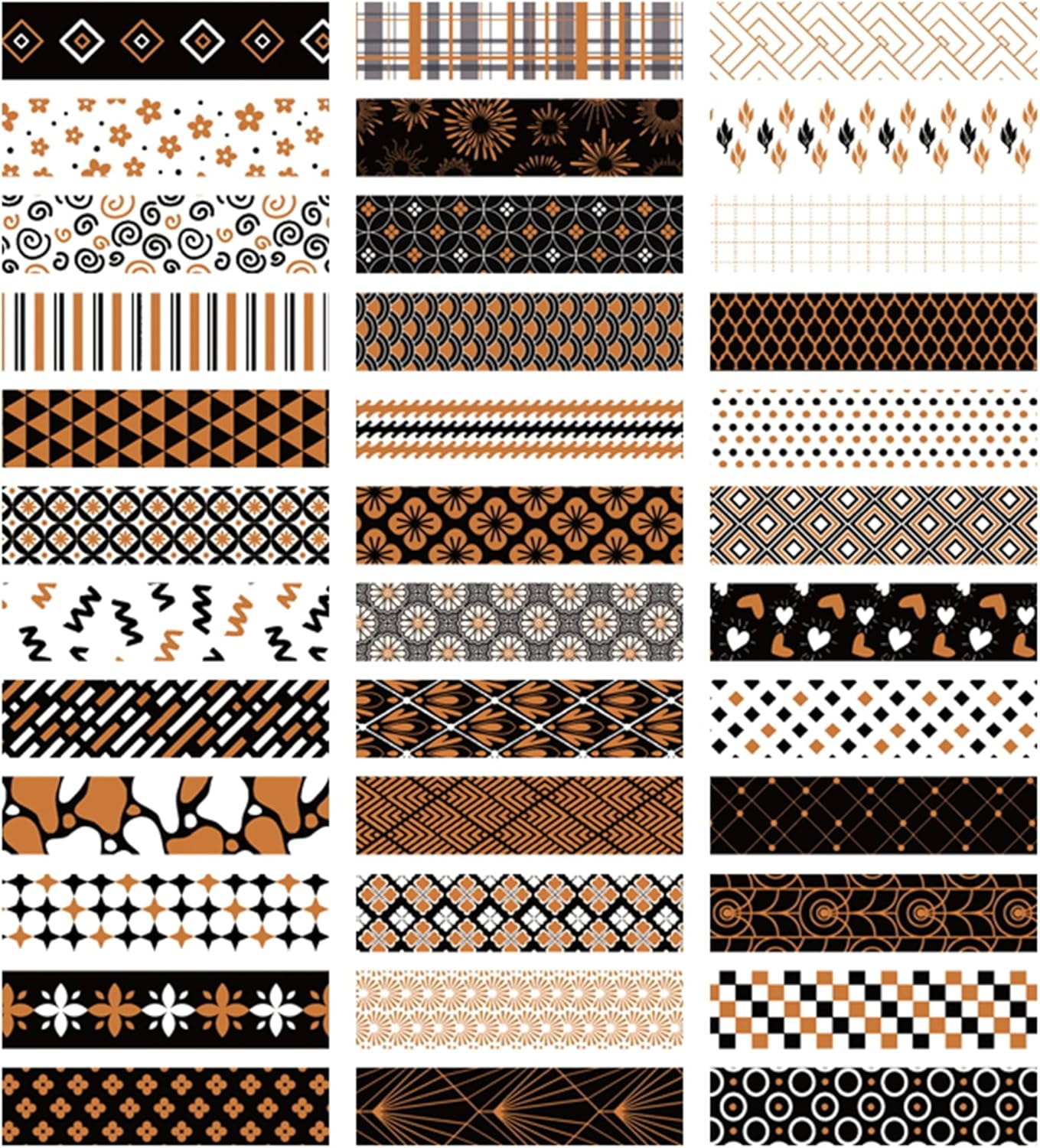 Songdao 36 Rolls Skinny Washi Tape Set Gold Foil Detailing Arts Adhesive Tapes Basic Patterns Decorative Masking Tape Sets for Craft, Kids, Scrapbook, DIY, Gift Wrapping (Black & Gold)