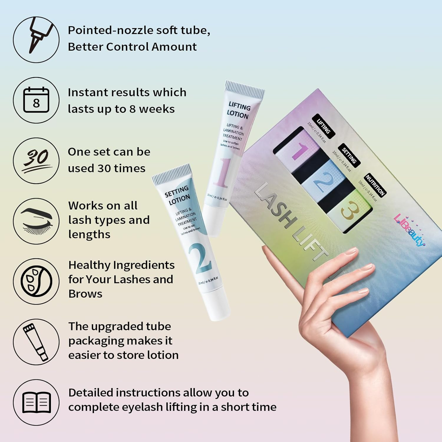 Libeauty Lash Lift Kit, Brow Lamination Kit, Lash Perm Kit, Eyelash Perm Tube Design, Precise Control, Convenient Storage, Simple Operation, Suitable for Home and Salon image number 5