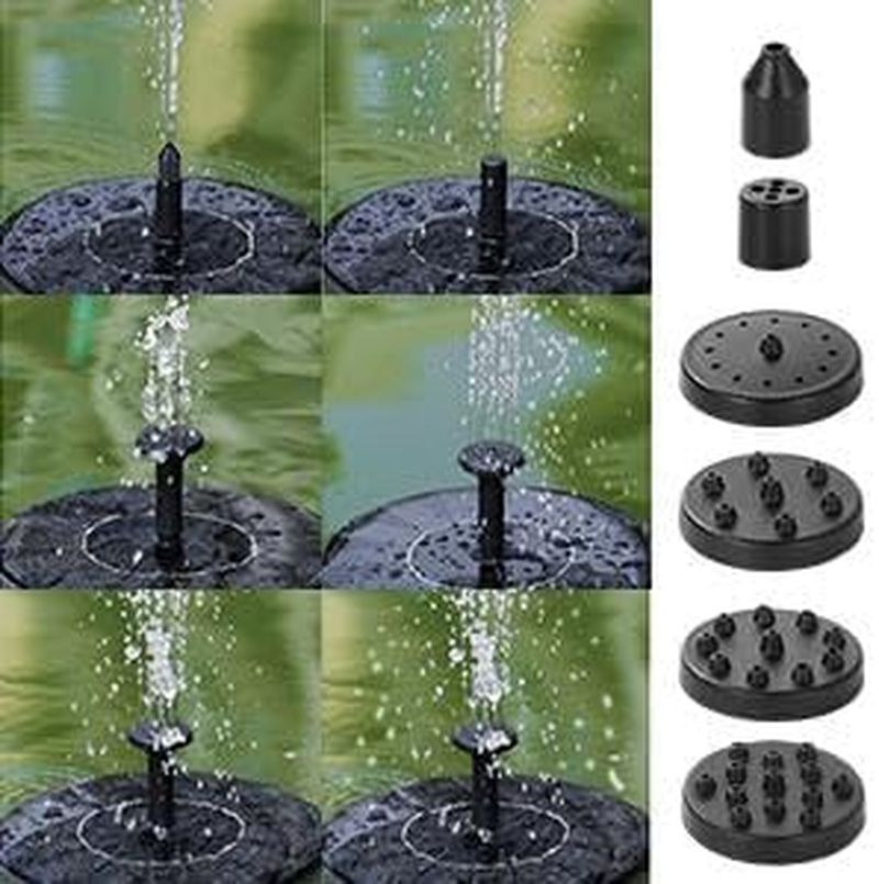 Solar Fountain Pump, Solar Powered Water Features with 6 Nozzles for the Garden, 7V 1.5W Floating Solar Powered Fountains for Bird Bath Pool Patio Pond and Fish Tank