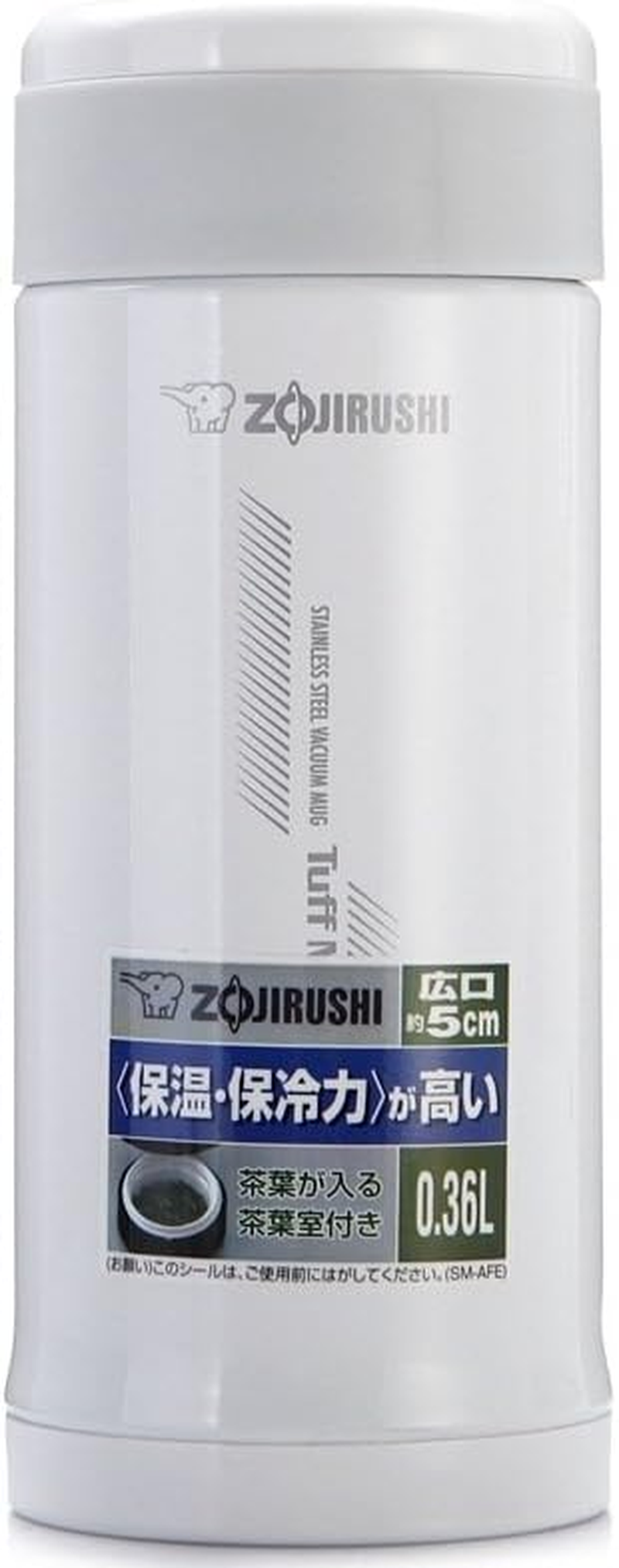 Zojirushi Tuff Sports 1.5 Litre Bottle with Cup, Stainless - 0.4 Liters, White
