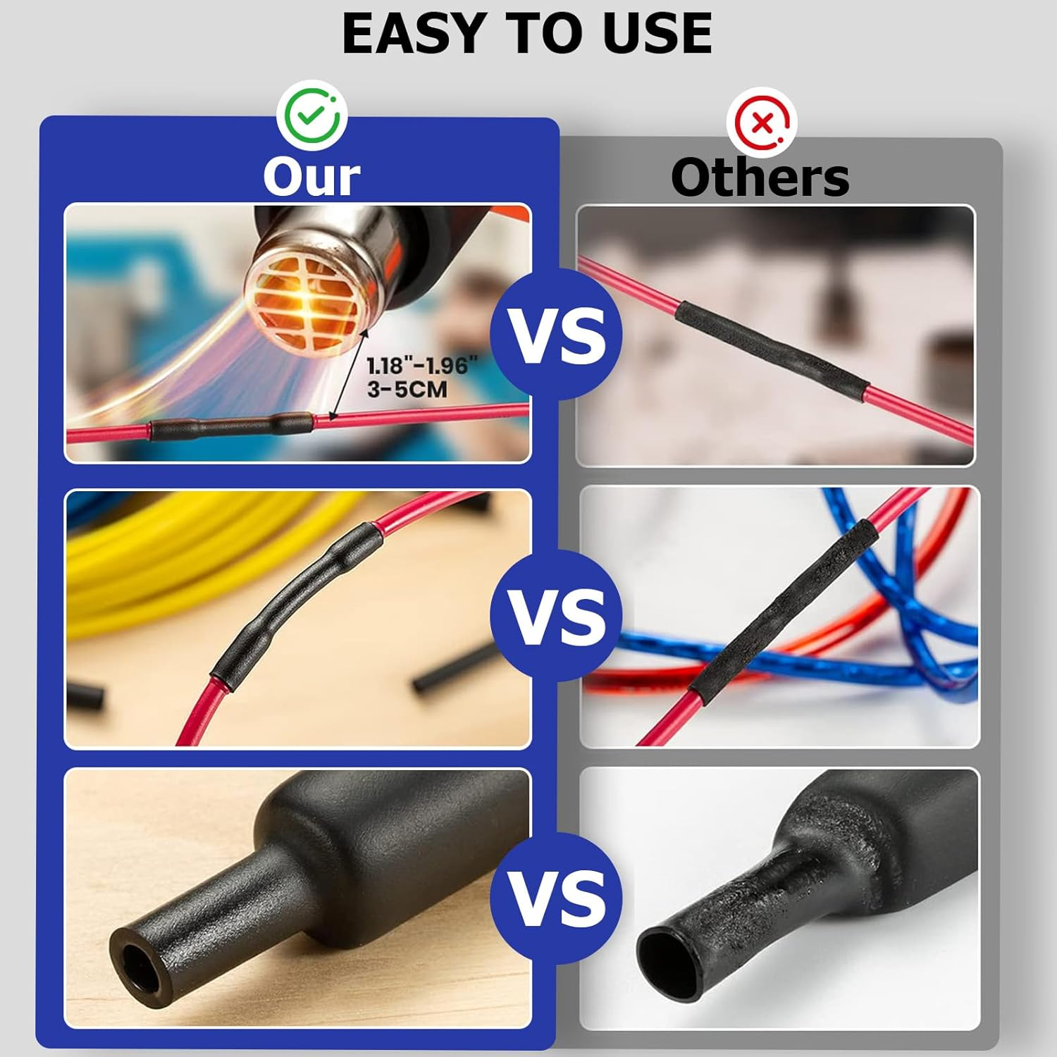 400 Pcs Heat Shrink Tubing Kit, Adhesive Line inside 3:1 Ratio Shrinkable, 7 Size 2 Color Waterproof Wire Cable Wire Heat Shrink Sleeves for Electric Cables with Plastic Storage Case