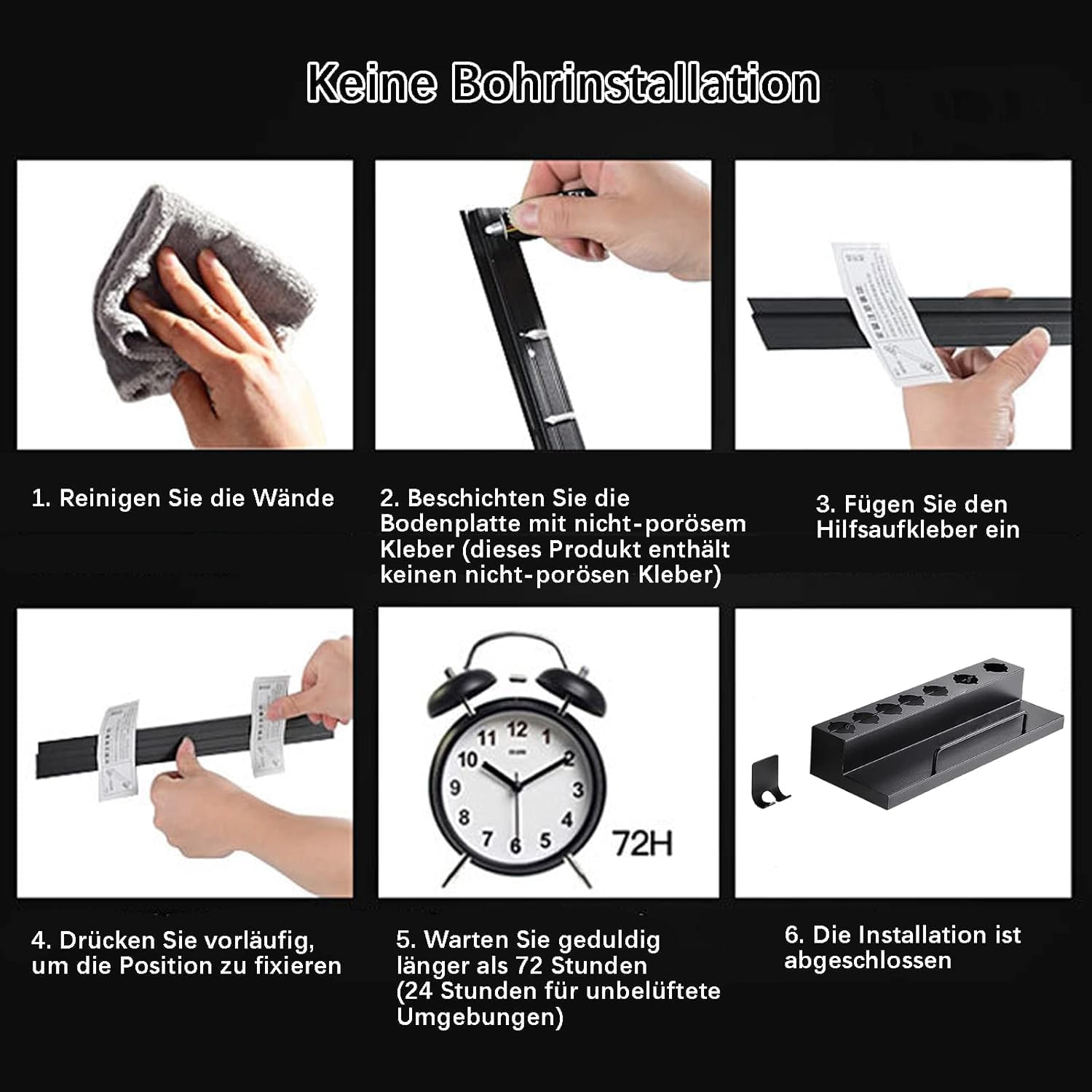 Wall Mount Curling Holder Organiser Stand Storage Rack, Stainless Steel without Punching Storage Holder image number 2