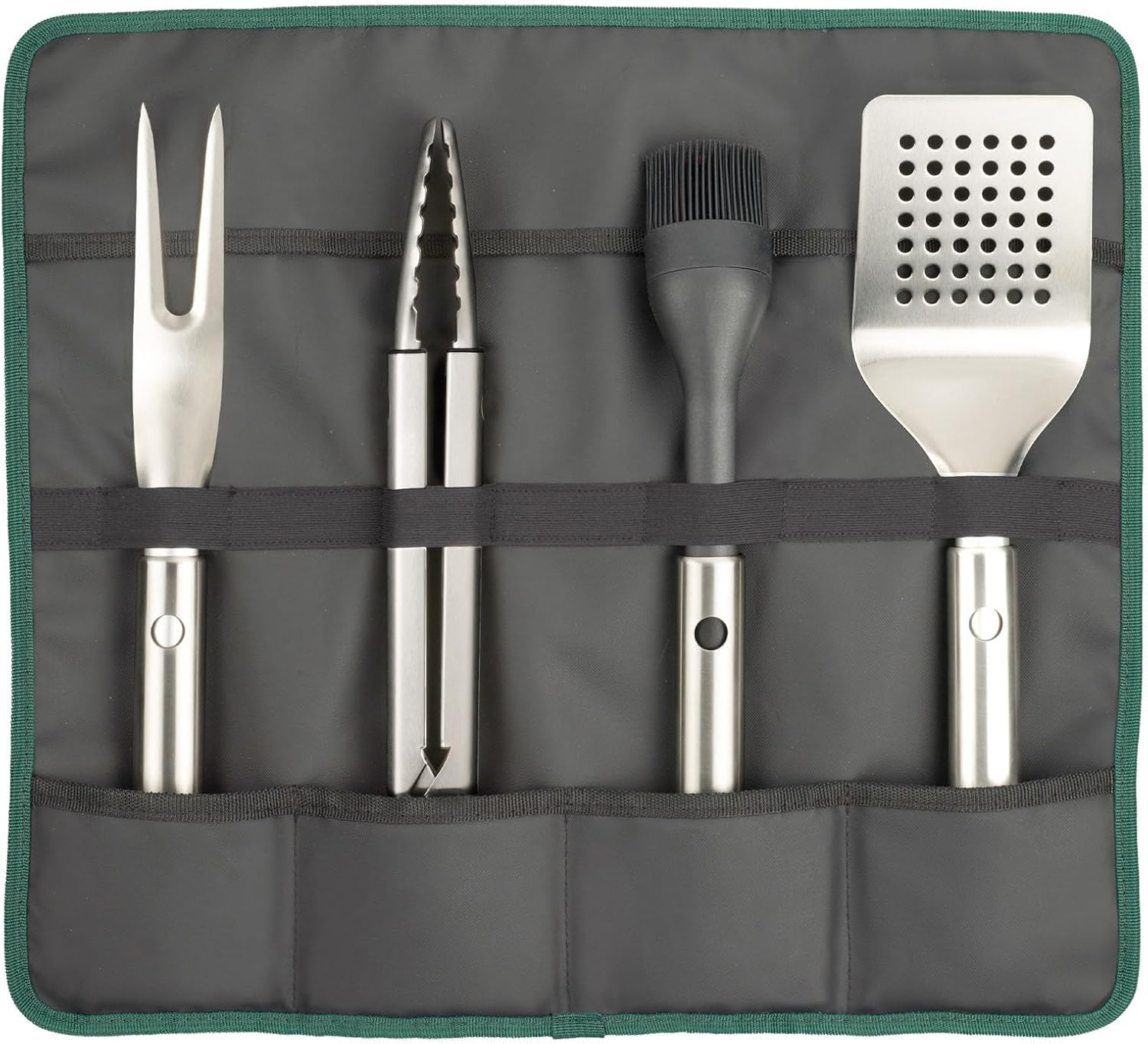Joseph Joseph Grillout 4-Piece Stainless Steel BBQ Utensil Set with Storage Case, Brush, Tongs, Turner & Fork, Retractable Handle, Hanging Loops image number 4