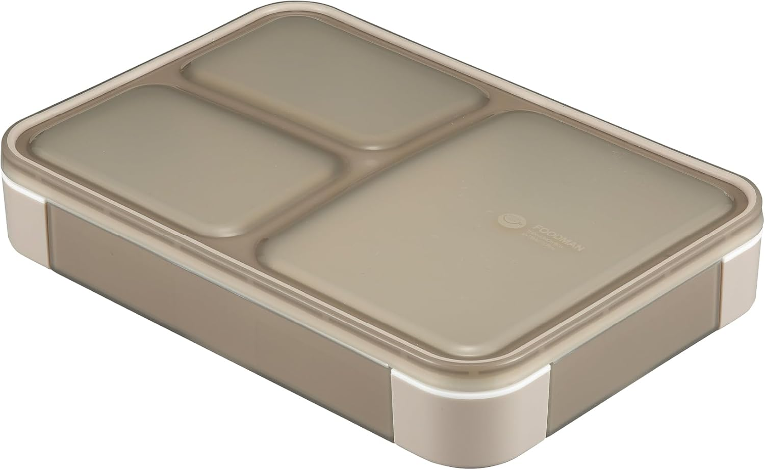CB Japan Foodman Bento Box, Standing and Transporting, Thin Bento Box, 20.3 Fl Oz (600 Ml), Gray, Juice Leak Resistant, W Sealing, 4-Point Lock for Secure DSK