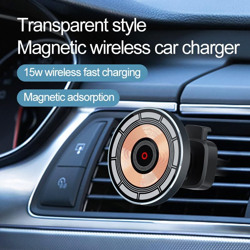 Magnetic Car Mount Wireless Charger for Iphone 12/13/14/15/16, 15W Fast Charging, Qi Compatible, Vent Mount
