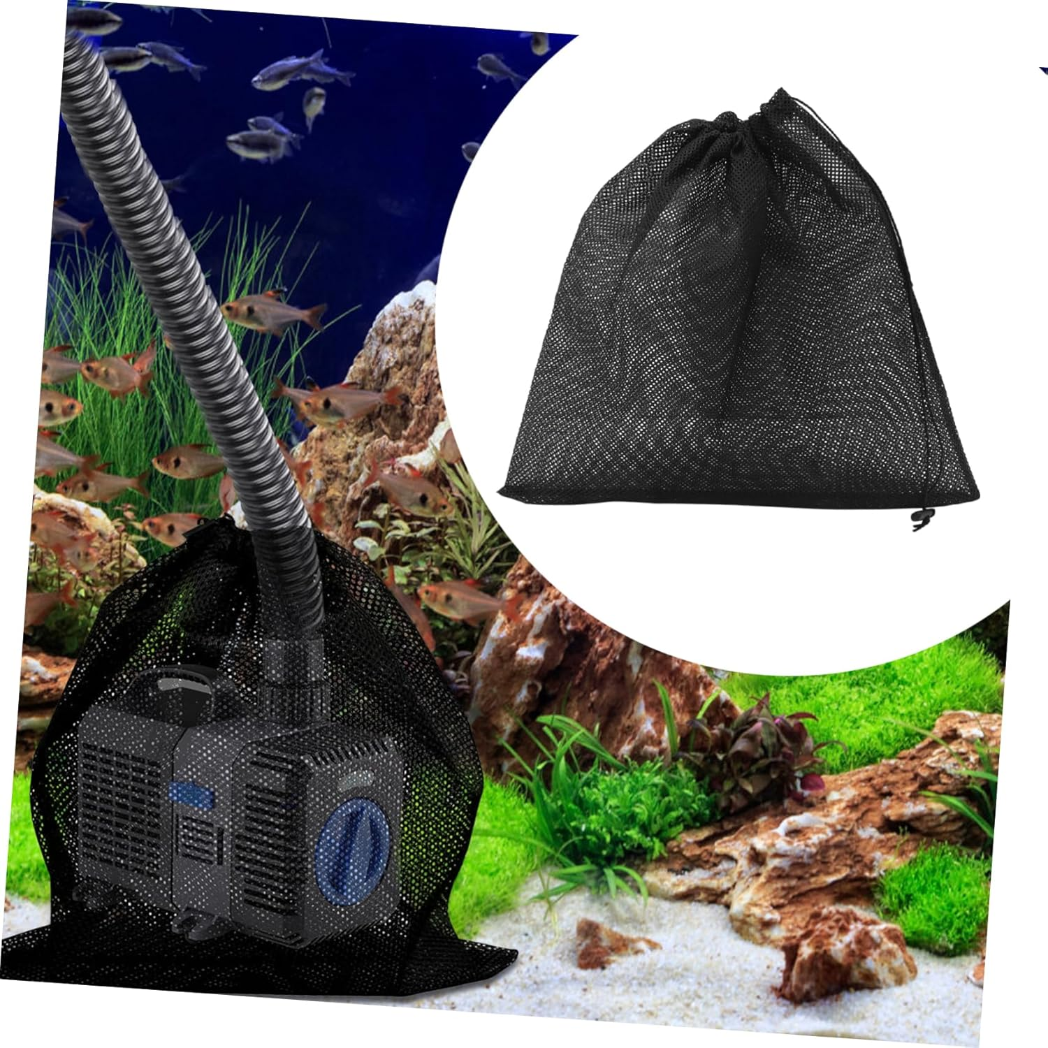 Large Pump Barrier Bag with Drawstring 47X47Cm Pump Filter Mesh Bag for Submersible Water Pumps and Pond Filters image number 3
