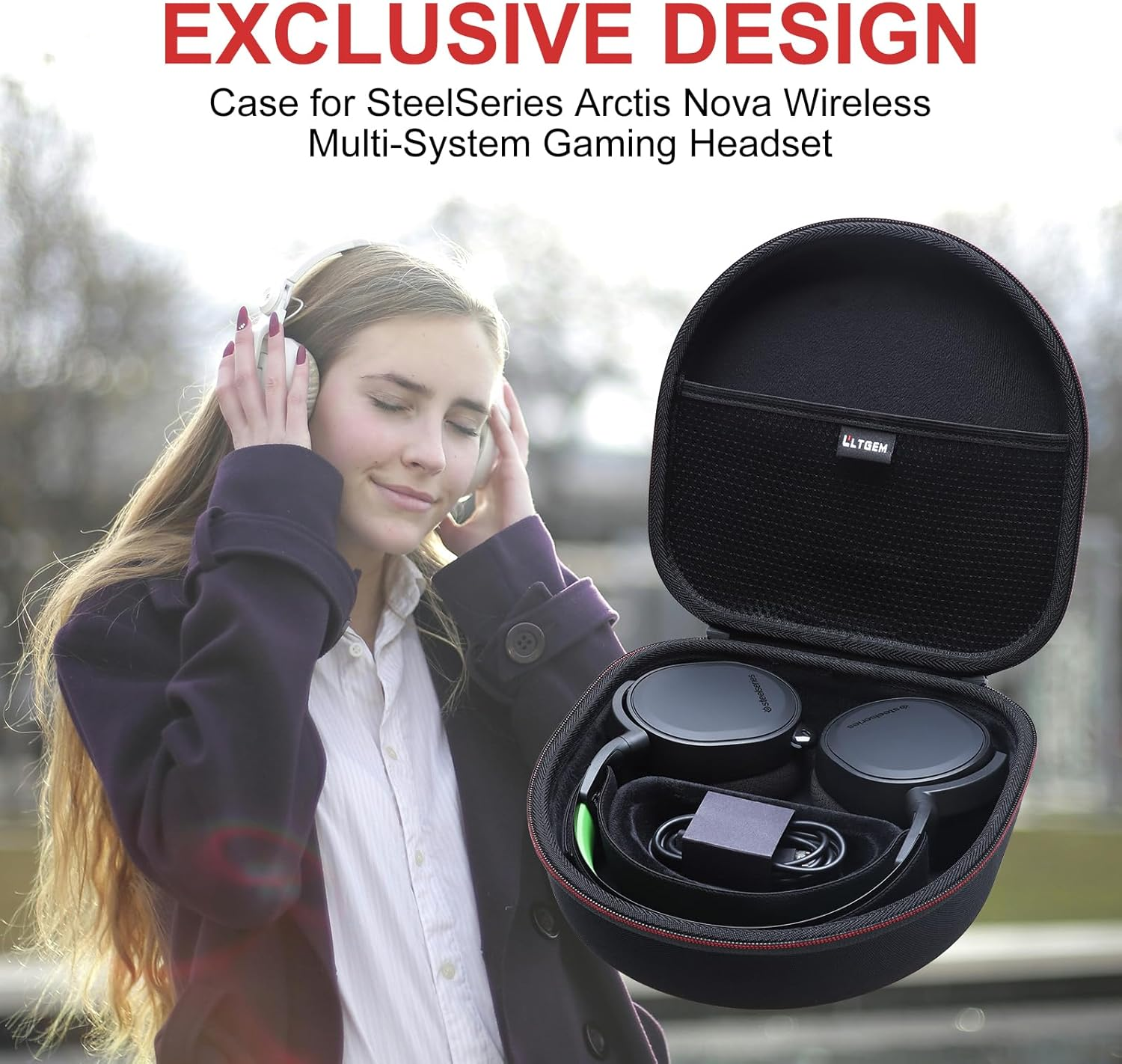 LTGEM Hard Travel Carrying Case for Steelseries Arctis Nova Pro / 7 / 7X / 7X+ / 7P/ 1/3 / 4/5 / 5X / 5P / 1P / Prime / 9X Wireless Multi-System Gaming Headset, Case Only