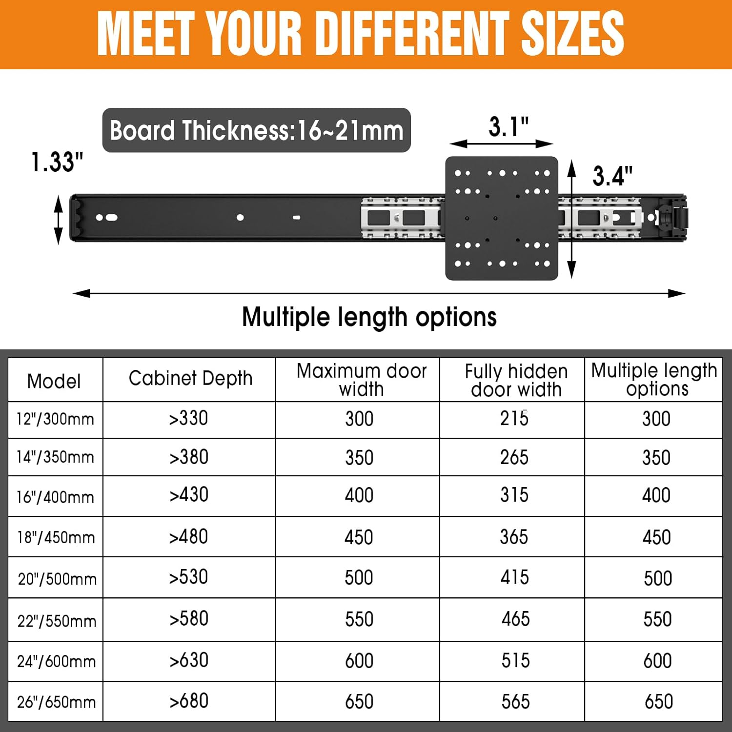 Pisman Pocket Door Slides 16 Inch 2 PCS and Hardwares for Inset and Cabinet Door, Disappearing and Hidden the Slides and the Hinges. image number 1