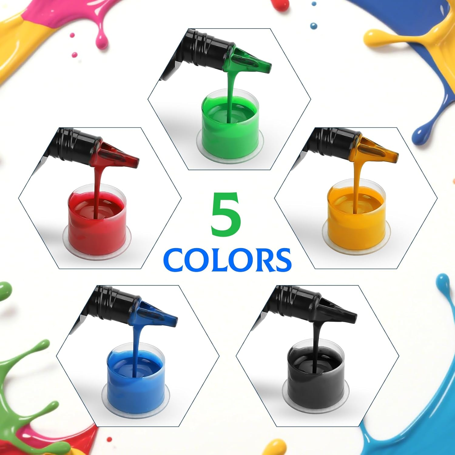 ATOMUS Tattoo Ink 5 Colors 1Oz 30Ml Tattoo Supply Black Pigment Natural Plant Tattoo Ink Pigment Permanent Makeup Tattoos Pigment image number 5