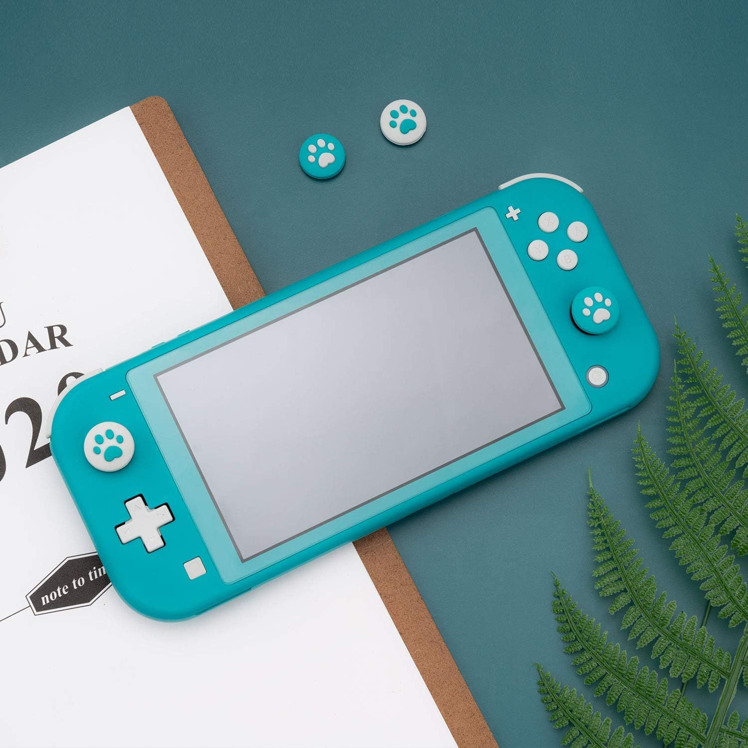 Geekshare 4PCS Silicone Cat Paw Game Console Thumb Grip Set Joystick Caps Compatible with Switch/Oled/Switch Lite (Lake Green)