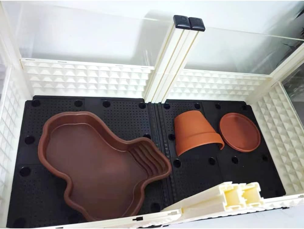 Flushbay Extra Large Reptile Bathing Pool Reptile Feeding Dish Water Bowl with Ramp Aquarium Ornament for Gecko, Snake, Turtle, Bearded Dragon, Lizard Bath (Brown) - Brown image number 5