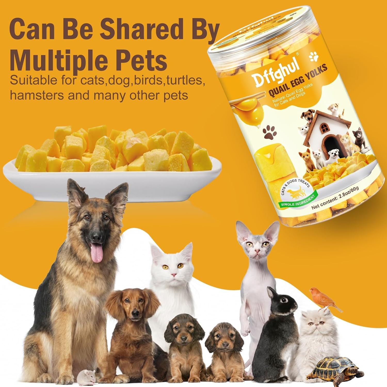 Cat Freeze Dried Quail Egg Yolk Pet Treats, Freeze-Dried Pet Food for Dogs and Cats, Healthy Tasty Snacks Quail Egg Yolk for Training image number 1