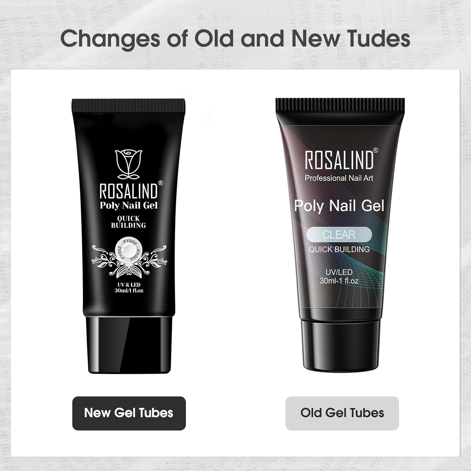 ROSALIND Clear Extension Gel, 2 PCS 1Oz/30Ml Clear Poly Nail Gel Kit Builder Transparent, Nail Thickening Poly Tube Need UV Lamp image number 5