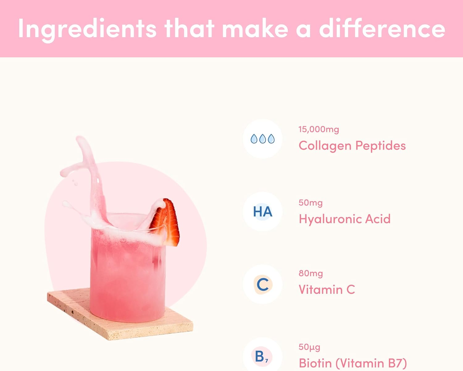 The Collagen Co. Premium Collagen Powder with Vitamin C and Biotin - Nurtures Healthy Hair, Glow Skin, Fortifies Joints, and Bones - Strawberry Watermelon Collagen in a 28-Serve Loose Powder (560G)